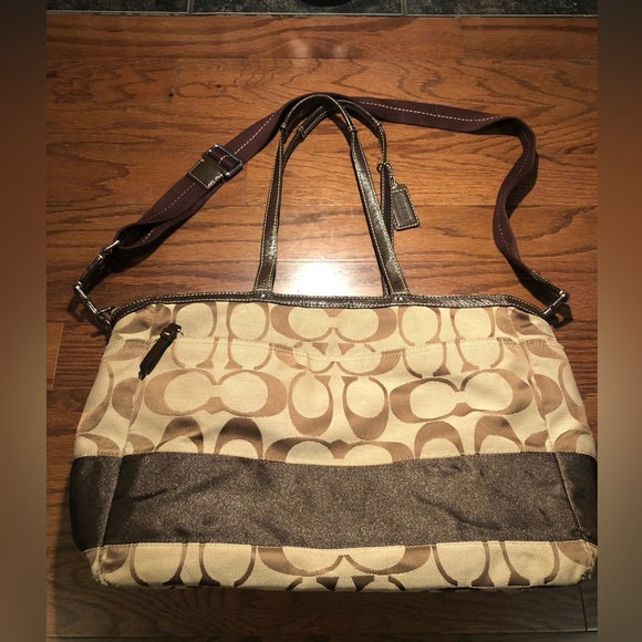 Coach Large Signature Jacquard CC Monogram Tote Travel Weekend or Diaper Bag - Picture 3 of 8